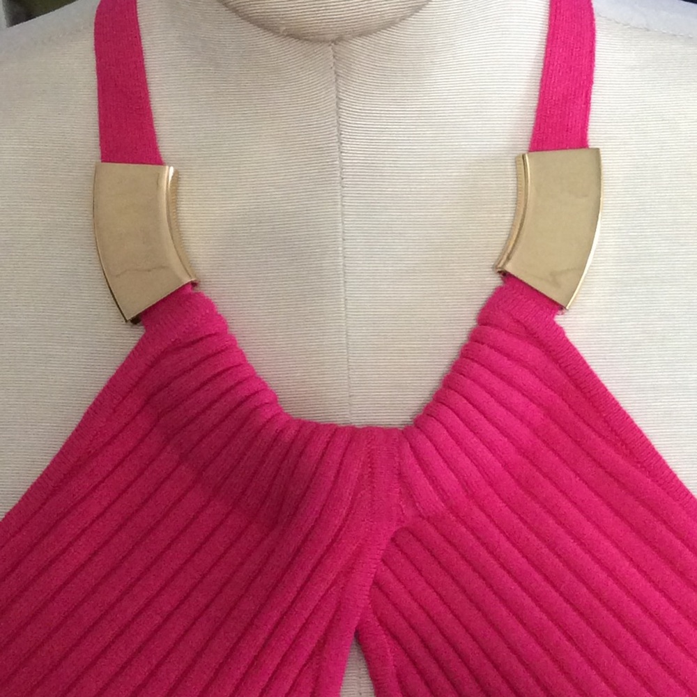 Cache Pink Ribbed Halter Top NWT - Picture 2 of 4